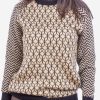 INTI0399 INTI ALPACA Alpaca Sweater for Women - Black and Beige Crewneck - Sweater for Winter