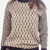 INTI0399 INTI ALPACA Alpaca Sweater for Women - Black and Beige Crewneck - Sweater for Winter