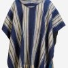 INTI0400 INTI ALPACA Mens Cape Poncho in Navy Blue and Beige Wool - Alpaca Hooded Peruvian Poncho - Fashion Cloak Cape - Artisan Crafted