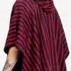 INTI0401 INTI ALPACA Red and Black Hooded Alpaca Poncho for Winter - Peruvian Artisan Crafted - Traditional Cloak Cape