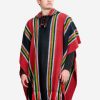 INTI0402 INTI ALPACA Traditional Hooded Poncho for Men in Black and Red Alpaca Wool - Cloak Cape for Winter