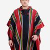 INTI0402 INTI ALPACA Traditional Hooded Poncho for Men in Black and Red Alpaca Wool - Cloak Cape for Winter