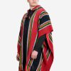 INTI0402 INTI ALPACA Traditional Hooded Poncho for Men in Black and Red Alpaca Wool - Cloak Cape for Winter