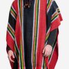 INTI0402 INTI ALPACA Traditional Hooded Poncho for Men in Black and Red Alpaca Wool - Cloak Cape for Winter