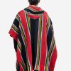 INTI0402 INTI ALPACA Traditional Hooded Poncho for Men in Black and Red Alpaca Wool - Cloak Cape for Winter