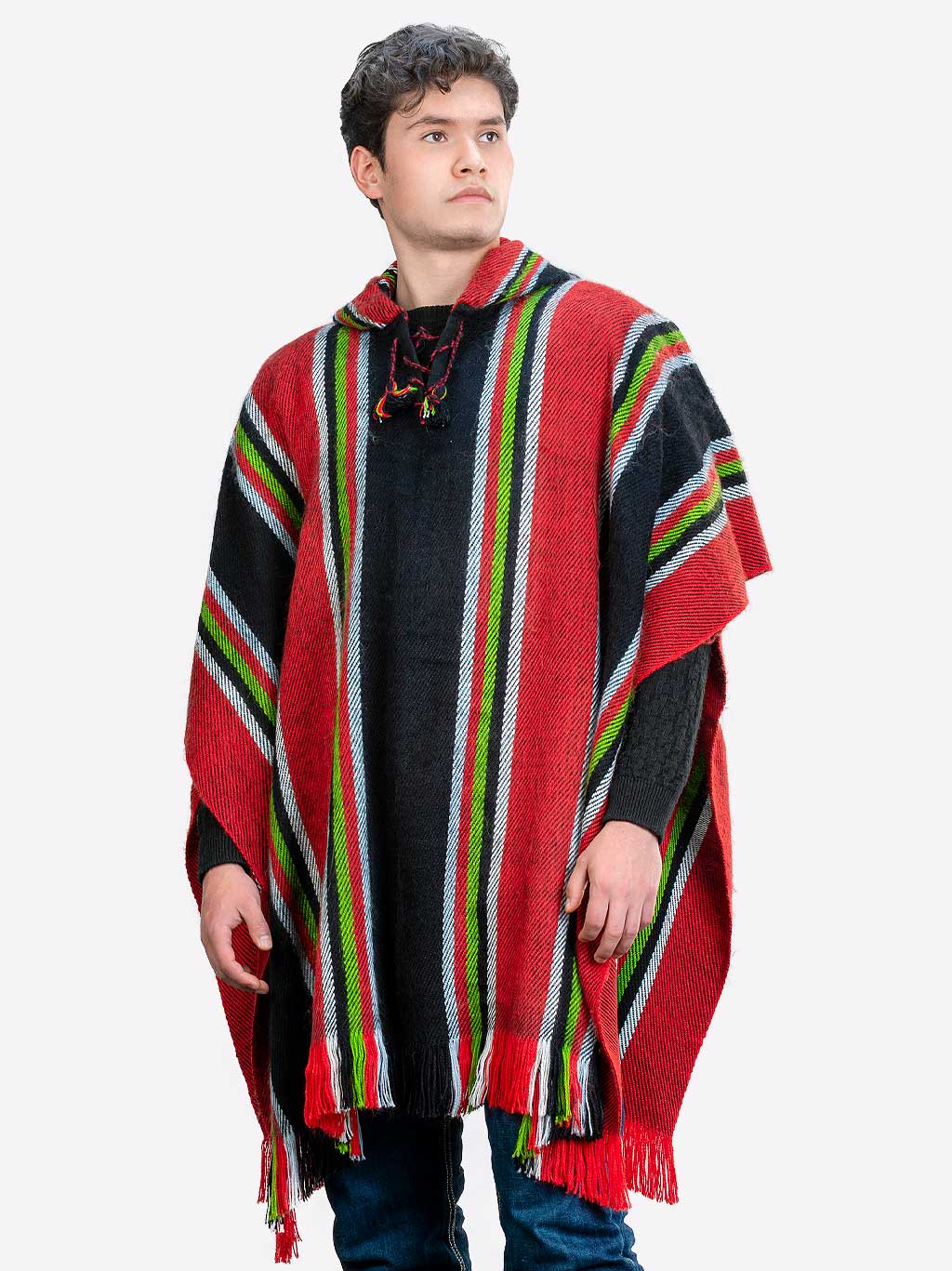 INTI ALPACA Traditional Hooded Poncho for Men in Alpaca Wool - Cloak ...