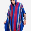 INTI0403 INTI ALPACA Hooded Poncho for Men in Royal Blue Alpaca - Modern Long Cloak Cape - Wool Hoodie