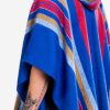 INTI0403 INTI ALPACA Hooded Poncho for Men in Royal Blue Alpaca - Modern Long Cloak Cape - Wool Hoodie