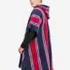 INTI0405 INTI ALPACA Navy Blue and Red Hooded Poncho for Men - Cloak Cape Handmade by Peruvian Artisans in Alpaca Wool