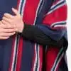INTI0405 INTI ALPACA Navy Blue and Red Hooded Poncho for Men - Cloak Cape Handmade by Peruvian Artisans in Alpaca Wool