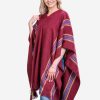 INTI0407 INTI ALPACA Women's Alpaca Poncho with V-Neck - Handmade Cape in Burgundy Alpaca Wool - Winter Fashion - Traditional Peruvian Poncho