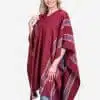 INTI0407 INTI ALPACA Women's Alpaca Poncho with V-Neck - Handmade Cape in Burgundy Alpaca Wool - Winter Fashion - Traditional Peruvian Poncho