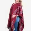 INTI0407 INTI ALPACA Women's Alpaca Poncho with V-Neck - Handmade Cape in Burgundy Alpaca Wool - Winter Fashion - Traditional Peruvian Poncho