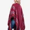 INTI0407 INTI ALPACA Women's Alpaca Poncho with V-Neck - Handmade Cape in Burgundy Alpaca Wool - Winter Fashion - Traditional Peruvian Poncho