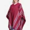INTI0407 INTI ALPACA Women's Alpaca Poncho with V-Neck - Handmade Cape in Burgundy Alpaca Wool - Winter Fashion - Traditional Peruvian Poncho