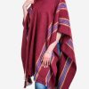 INTI0407 INTI ALPACA Women's Alpaca Poncho with V-Neck - Handmade Cape in Burgundy Alpaca Wool - Winter Fashion - Traditional Peruvian Poncho