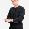 INTI0409 INTI ALPACA Thick Handmade Jumper for Men in Black Alpaca Wool - Winter Crewneck Pullover - Chunky Knit Sweater
