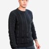 INTI0409 INTI ALPACA Thick Handmade Jumper for Men in Black Alpaca Wool - Winter Crewneck Pullover - Chunky Knit Sweater