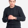 INTI0409 INTI ALPACA Thick Handmade Jumper for Men in Black Alpaca Wool - Winter Crewneck Pullover - Chunky Knit Sweater