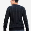 INTI0409 INTI ALPACA Thick Handmade Jumper for Men in Black Alpaca Wool - Winter Crewneck Pullover - Chunky Knit Sweater
