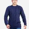 INTI0410 INTI ALPACA Men’s Irish Fisherman Aran Sweater in Blue Alpaca Wool 