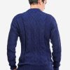 INTI0410 INTI ALPACA Men’s Irish Fisherman Aran Sweater in Blue Alpaca Wool 