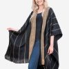 INTI0411 INTI ALPACA Womens Ruana Poncho in Black and Beige Wool - Alpaca Wrap - Wool Long Cape- Fashion Cape Poncho Tokio