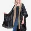 INTI0411 INTI ALPACA Womens Ruana Poncho in Black and Beige Wool - Alpaca Wrap - Wool Long Cape- Fashion Cape Poncho Tokio