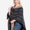INTI0411 INTI ALPACA Womens Ruana Poncho in Black and Beige Wool - Alpaca Wrap - Wool Long Cape- Fashion Cape Poncho Tokio