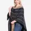 INTI0411 INTI ALPACA Womens Ruana Poncho in Black and Beige Wool - Alpaca Wrap - Wool Long Cape- Fashion Cape Poncho Tokio