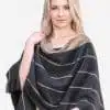 INTI0411 INTI ALPACA Womens Ruana Poncho in Black and Beige Wool - Alpaca Wrap - Wool Long Cape- Fashion Cape Poncho Tokio