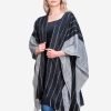 INTI0412 INTI ALPACA Womens Ruana Poncho in Black and White Wool - Peruvian Alpaca Wrap - Wool Long Cape- Fashion Cape Poncho