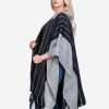 INTI0412 INTI ALPACA Womens Ruana Poncho in Black and White Wool - Peruvian Alpaca Wrap - Wool Long Cape- Fashion Cape Poncho