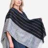 INTI0412 INTI ALPACA Womens Ruana Poncho in Black and White Wool - Peruvian Alpaca Wrap - Wool Long Cape- Fashion Cape Poncho