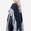 INTI0412 INTI ALPACA Womens Ruana Poncho in Black and White Wool - Peruvian Alpaca Wrap - Wool Long Cape- Fashion Cape Poncho