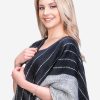 INTI0412 INTI ALPACA Womens Ruana Poncho in Black and White Wool - Peruvian Alpaca Wrap - Wool Long Cape- Fashion Cape Poncho