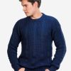 INTI0414 INTI ALPACA Thick Handmade sweater for Men in Blue Alpaca Wool - Winter Crewneck Pullover - Chunky Knit Sweater