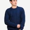 INTI0414 INTI ALPACA Thick Handmade sweater for Men in Blue Alpaca Wool - Winter Crewneck Pullover - Chunky Knit Sweater