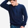 INTI0414 INTI ALPACA Thick Handmade sweater for Men in Blue Alpaca Wool - Winter Crewneck Pullover - Chunky Knit Sweater