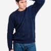 INTI0414 INTI ALPACA Thick Handmade sweater for Men in Blue Alpaca Wool - Winter Crewneck Pullover - Chunky Knit Sweater