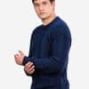 INTI0414 INTI ALPACA Thick Handmade sweater for Men in Blue Alpaca Wool - Winter Crewneck Pullover - Chunky Knit Sweater