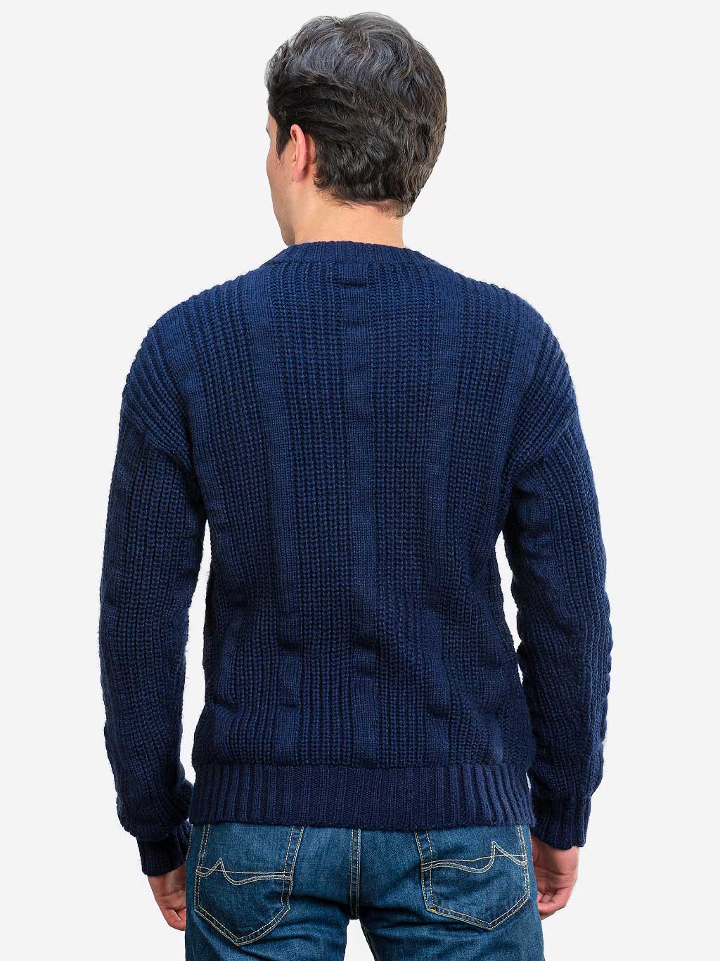 INTI ALPACA Thick Handmade sweater for Men in Blue Alpaca Wool - Winter ...