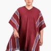 INTI0417 INTI ALPACA burgundy cloak cape for men with V-neck knitted in warm alpaca wool - Street Style Coat Valencia - alpaca poncho
