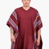 INTI0417 INTI ALPACA burgundy cloak cape for men with V-neck knitted in warm alpaca wool - Street Style Coat Valencia - alpaca poncho