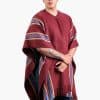 INTI0417 INTI ALPACA burgundy cloak cape for men with V-neck knitted in warm alpaca wool - Street Style Coat Valencia - alpaca poncho