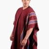 INTI0417 INTI ALPACA burgundy cloak cape for men with V-neck knitted in warm alpaca wool - Street Style Coat Valencia - alpaca poncho