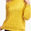 NTI0426 INTI ALPACA Women Crewneck-Yellow Alpaca Sweater-London - Aran-Pullover - Norwegian Pullover Handmade in Alpaca Wool