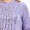 INTI0429 INTI ALPACA Purple Alpaca Aran Sweater Pullover for Women with Kangaroo Pocket