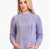 INTI0429 INTI ALPACA Purple Alpaca Aran Sweater Pullover for Women with Kangaroo Pocket