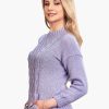INTI0429 INTI ALPACA Purple Alpaca Aran Sweater Pullover for Women with Kangaroo Pocket